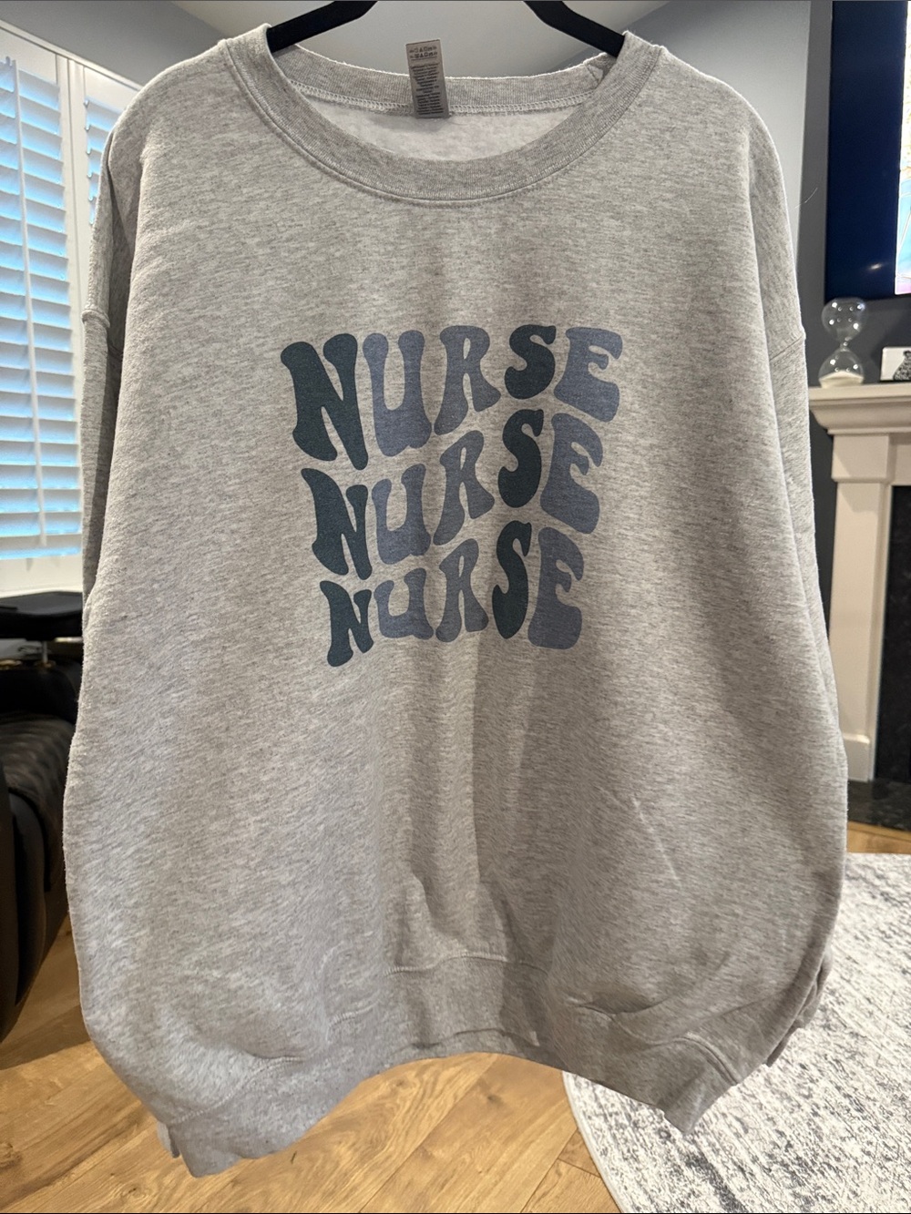 Gray "NURSE" Graphic Sweatshirt - Cozy Crewneck Sweater